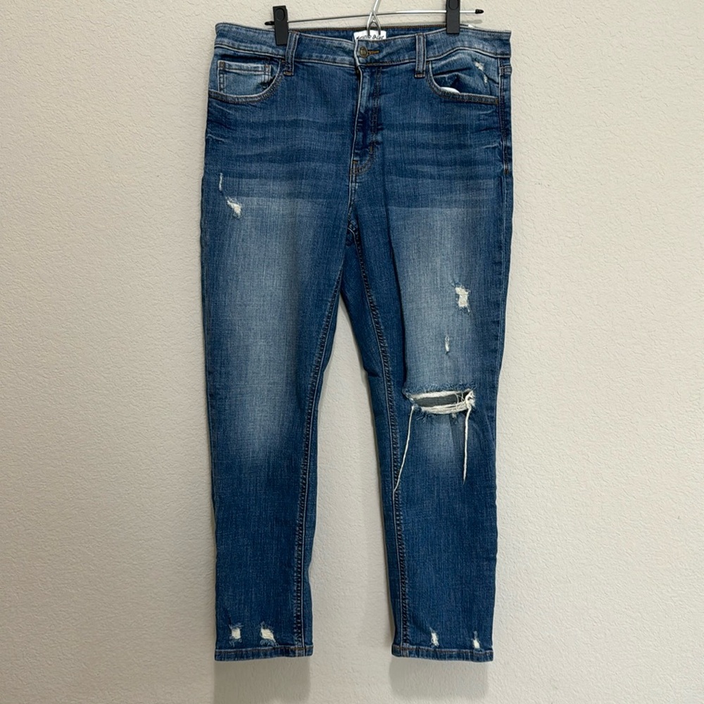 Studio Blue Mid Rise Cropped Relaxed Skinny Jeans